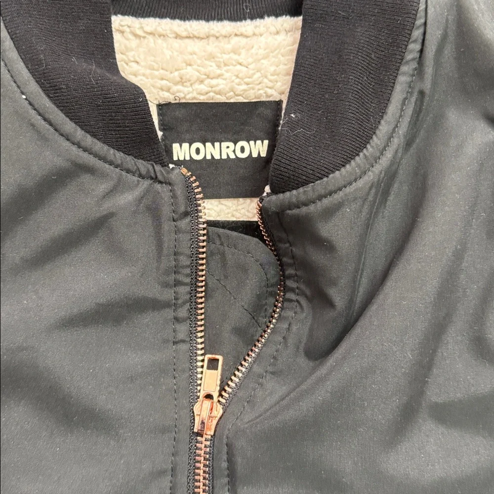 Monrow Long Bomber Jacket Duster Longline Sherpa Lined Coat size Medium